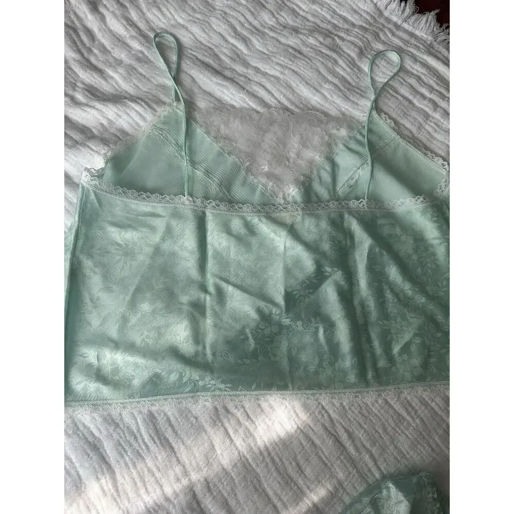 Vintage Elissa Size Medium High Leg Mint Teal Lace Lingerie Set - Picture 5 of 10